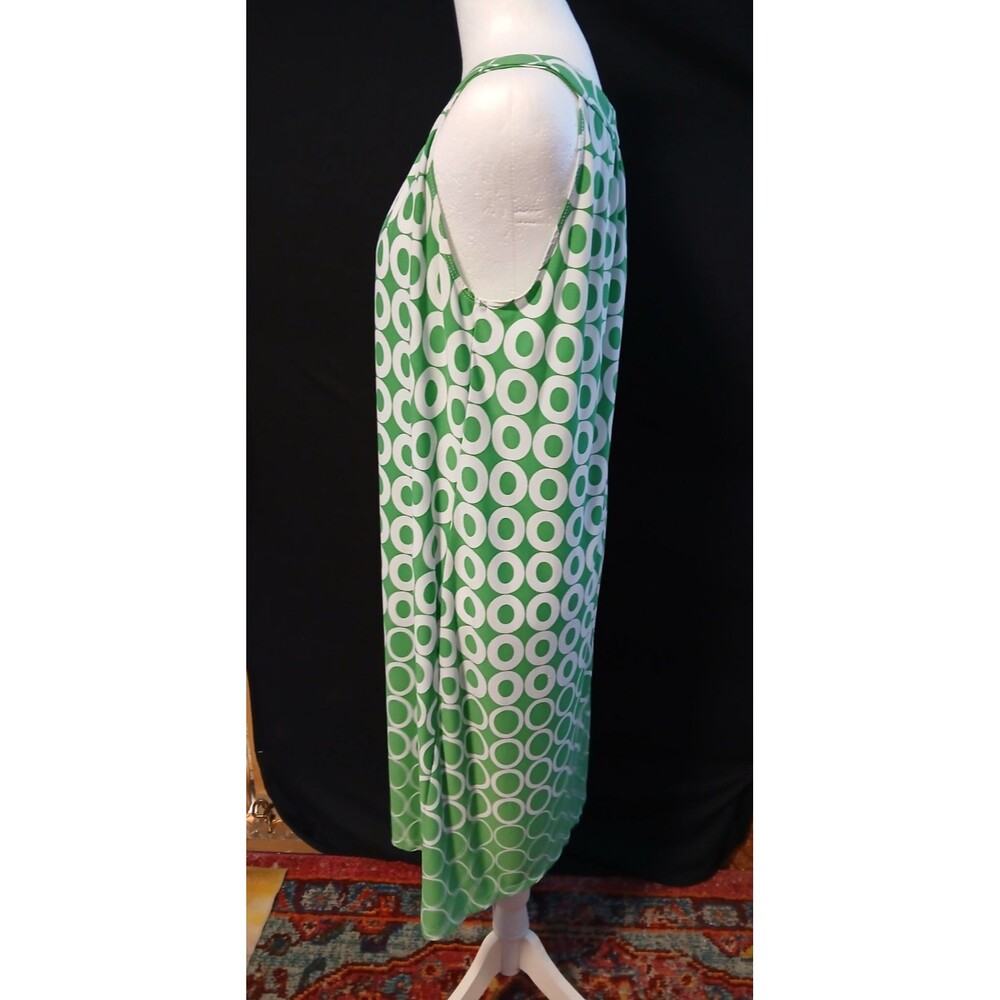 AA Studio AA Green/White Geometric Circle Print Sleeveless Dress 10 - Picture 2 of 6